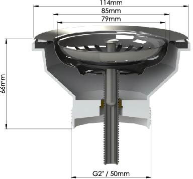 90x50 Matte Black Basket Waste & Long Bolt
