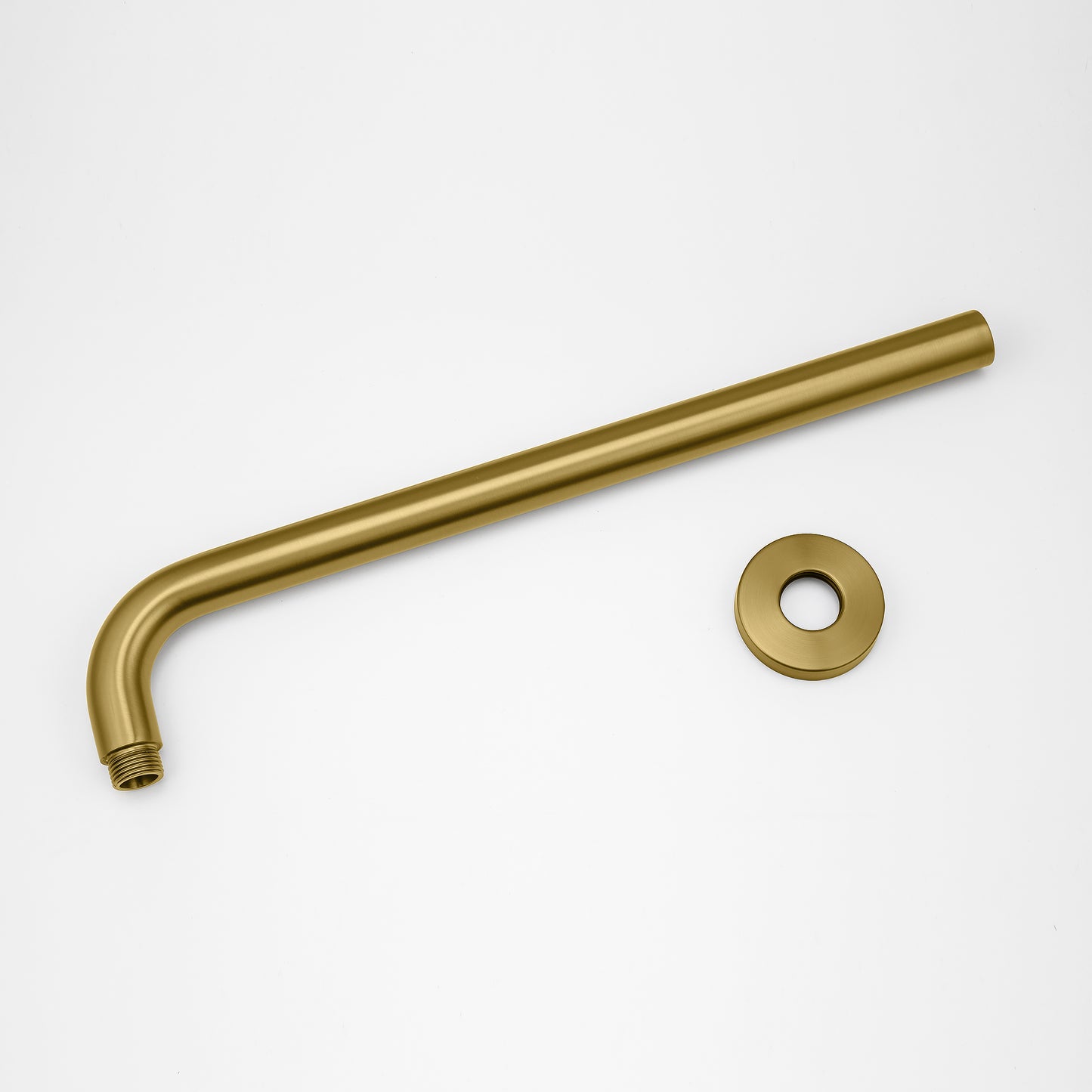 Round Brushed Brass Wall Straight Shower Arm 400mm