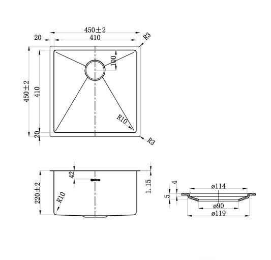 Axon Sink 450X450X220 Sink