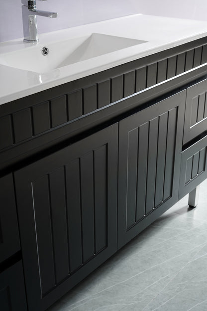 1500mm Acacia Floor Vanity PVC Cabinet Only - Matte Black