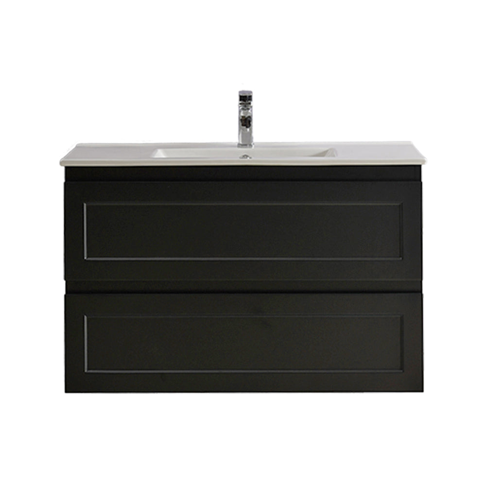 900mm Fremantal Wall Hung Vanity PVC Cabinet Only - Matte Black
