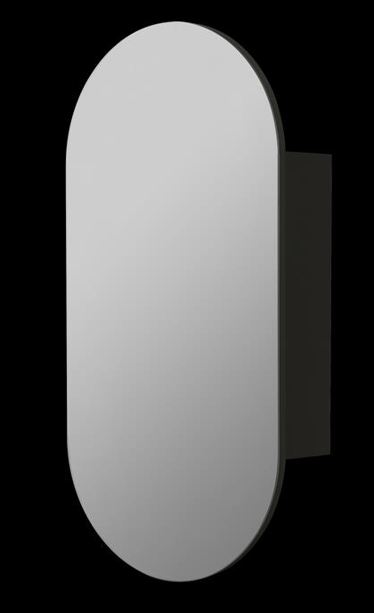 450mmx900mm Olivia Oval Shaving Cabinet - Matte Black