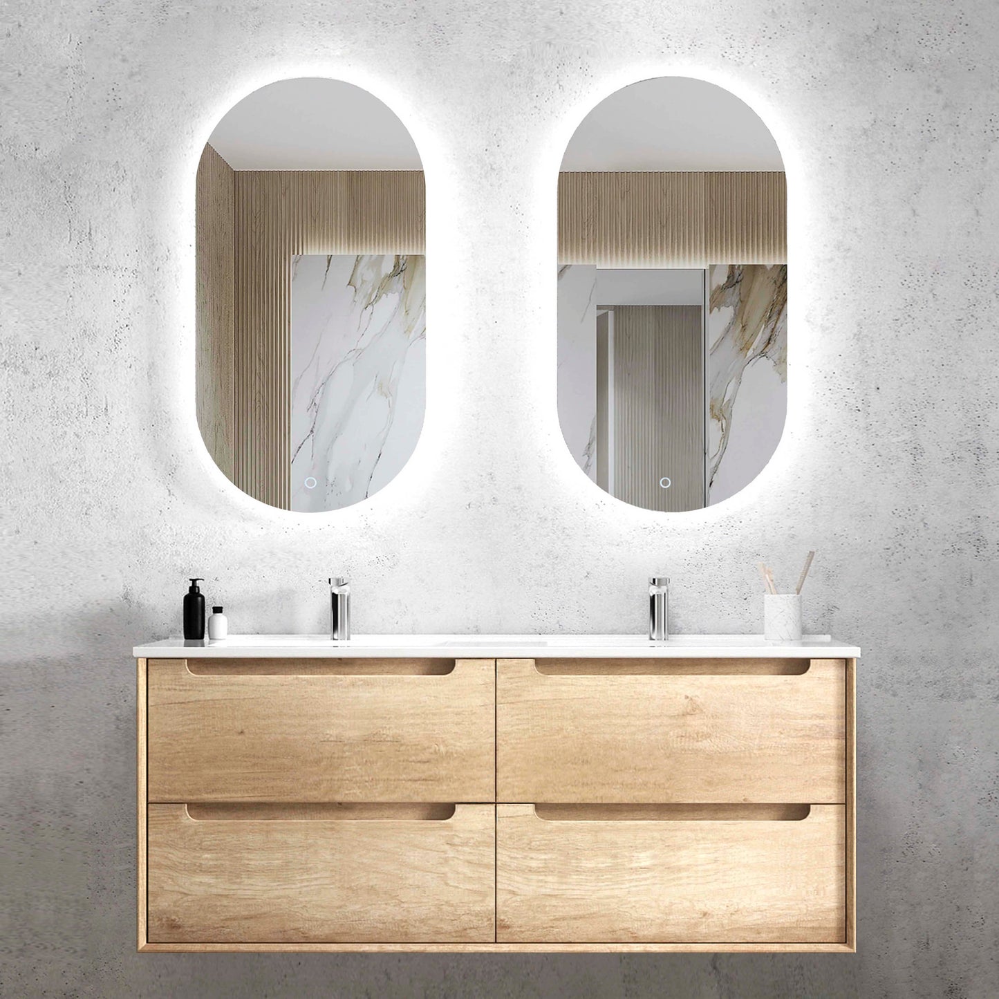 Byron 1200mm Natural Oak Wall Hung Cabinet Only Double Bowl