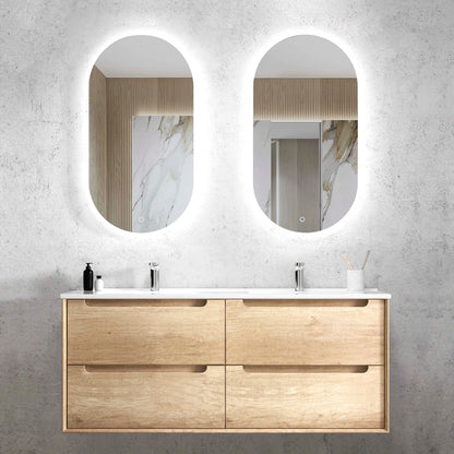 Byron 1200mm Natural Oak Wall Hung Cabinet Only Double Bowl