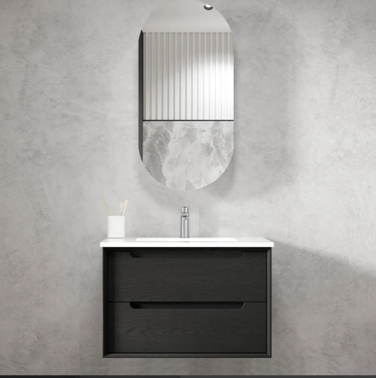 Byron 750mm Black Oak Wall Hung Cabinet Only