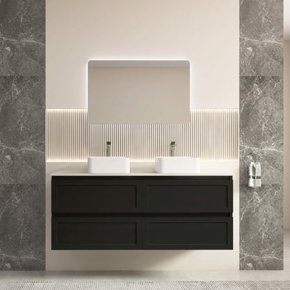 Fremantle Wall Hung Vanity Four Drawers Matt Black 1500mm