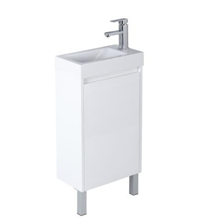White?   PVC Wall Hung Vanity With Poly Top - Left Hand Hinge - 450mm