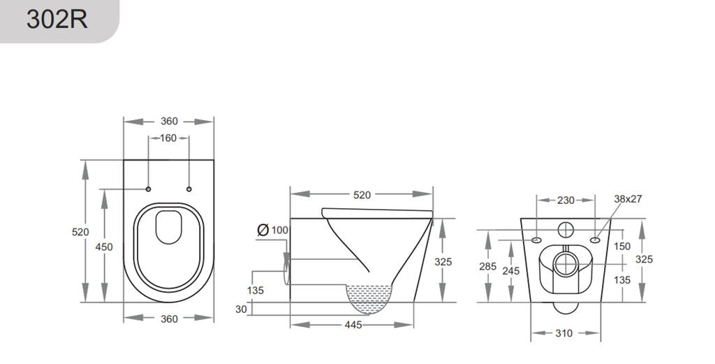 Avis Rimless Wall Faced Floor Pan - Matte White
