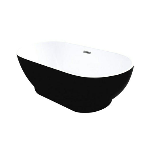 Oval Freestanding Bathtub -   Acrylic Gloss Black Slim Edge Finishing - 1700mm