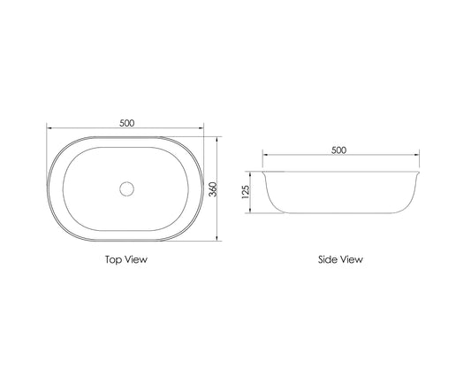 Bronte Oval 500x350x130 Matte Black Basin