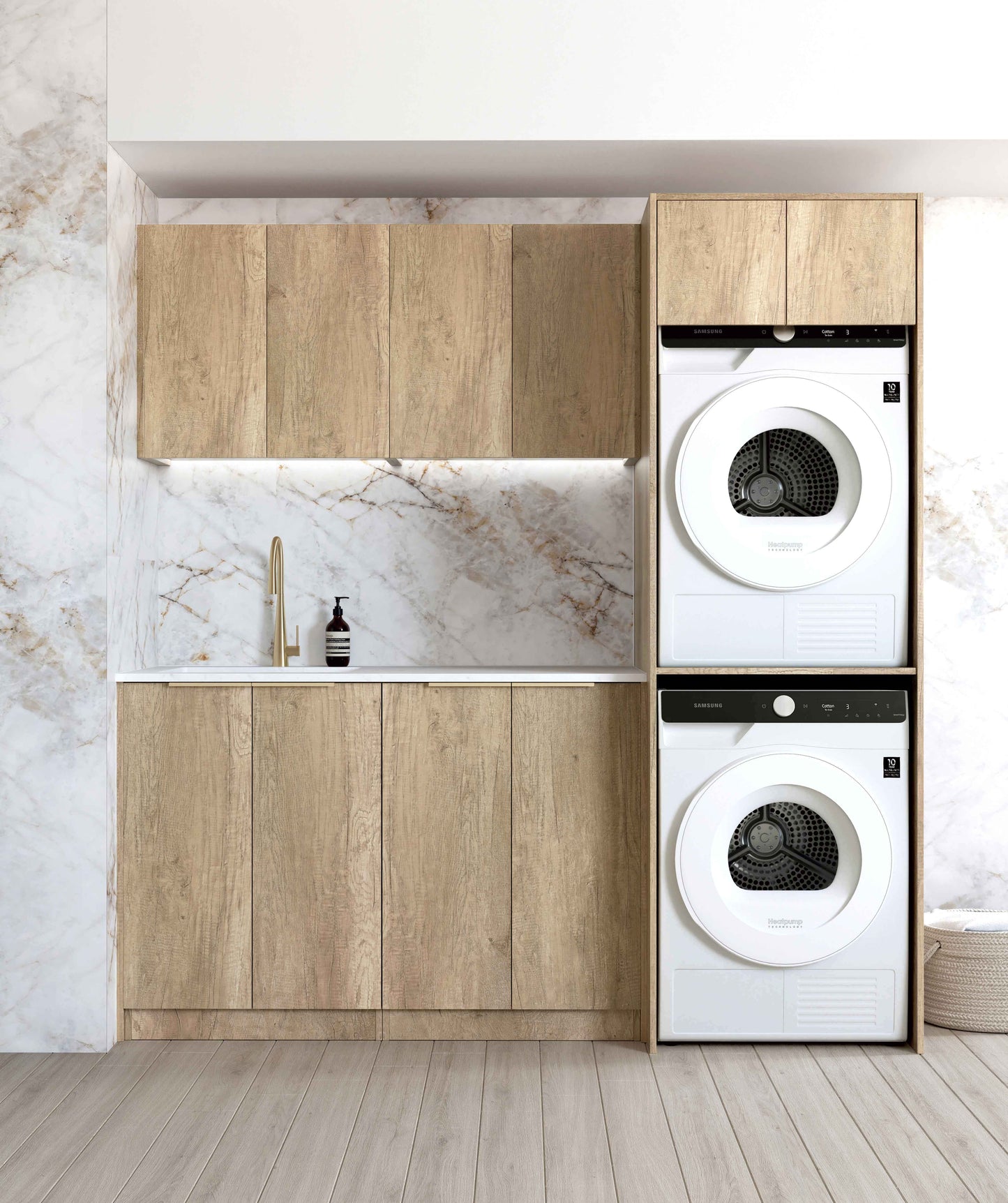 Laundry Kit 1960B Byron/Bondi Natural Oak with Pure White Top