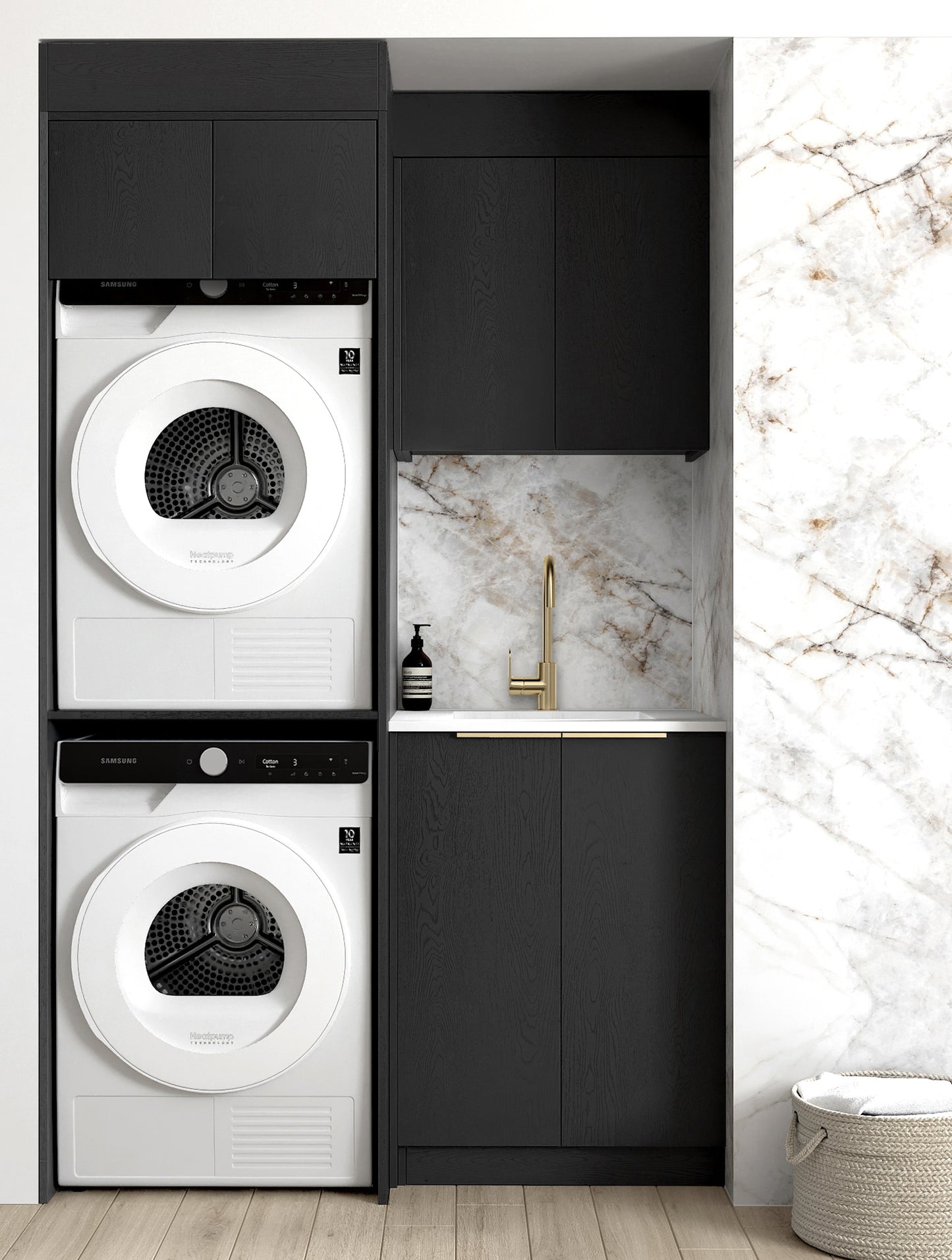 Laundry Kit 1305B Byron/Bondi Black Oak with Pure White Top