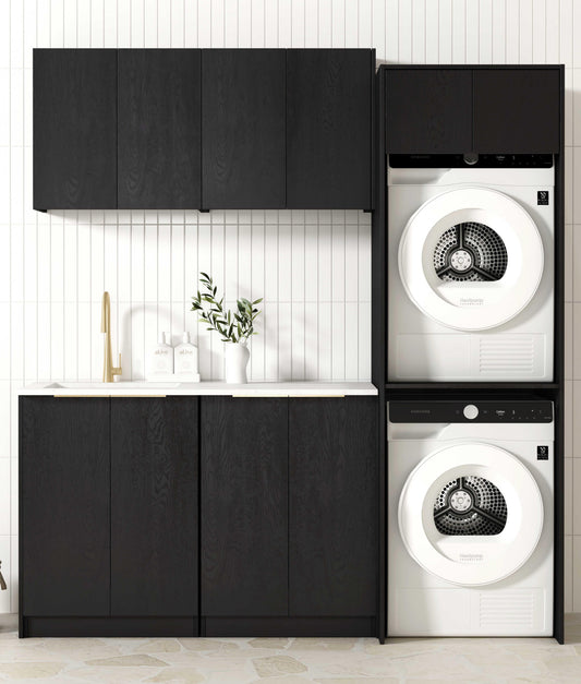 Laundry Kit 1960B Byron/Bondi Black Oak with Pure White Top