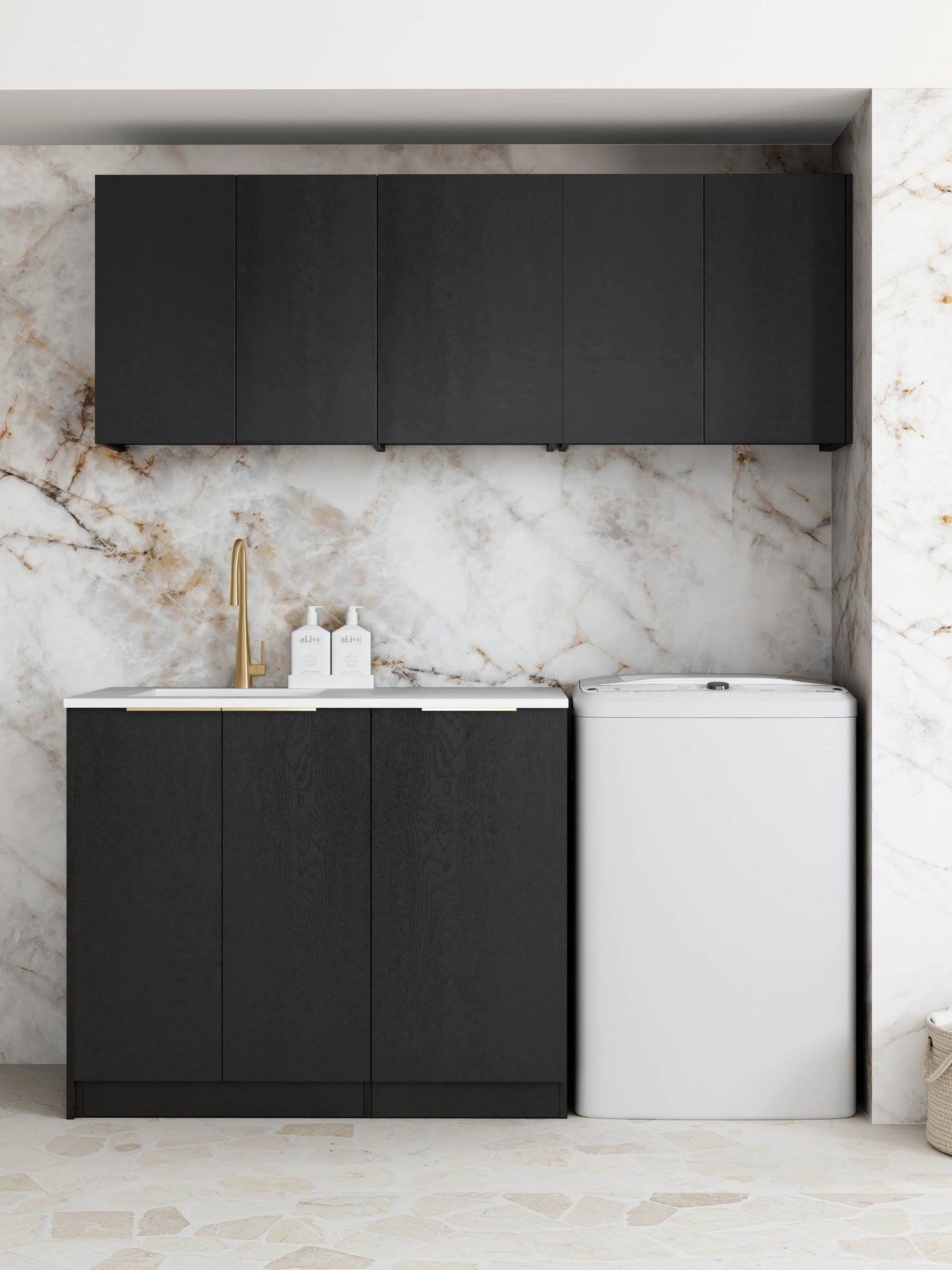 Laundry Kit 1715A Byron/Bondi Black Oak with Pure White Top