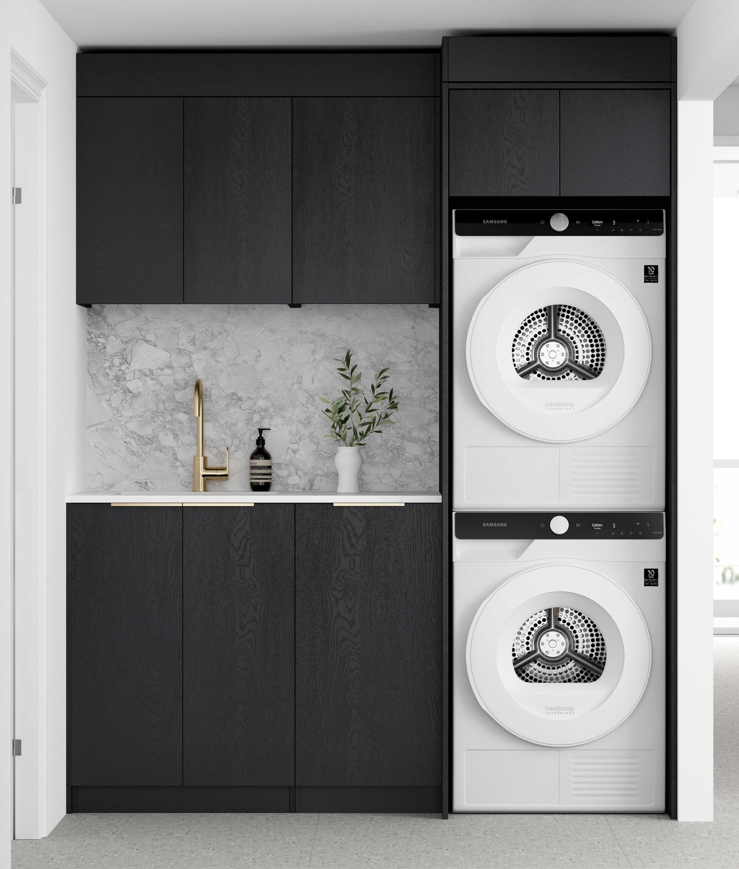 Laundry Kit 1715A Byron/Bondi Black Oak with Pure White Top