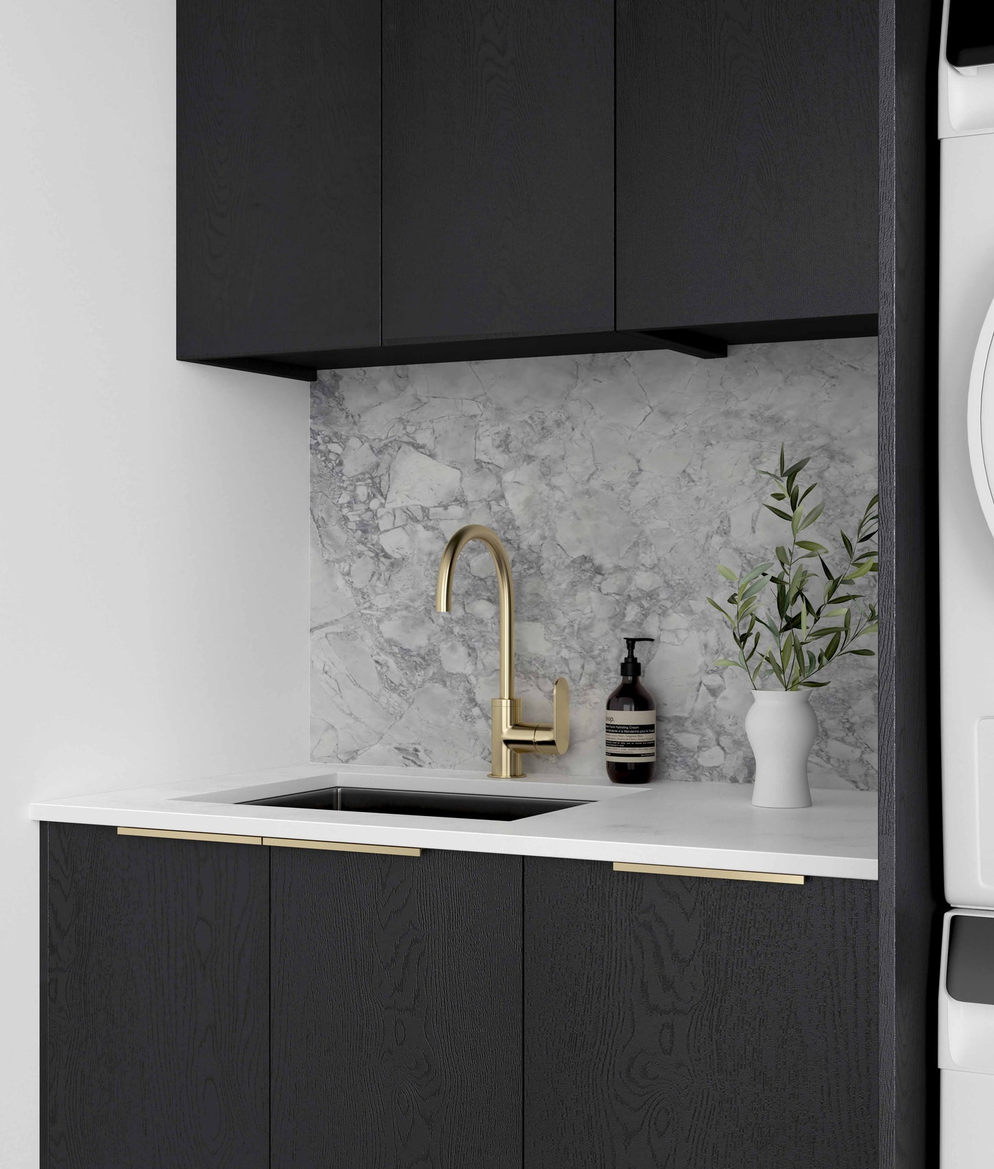 Laundry Kit 1715A Byron/Bondi Black Oak with Pure White Top