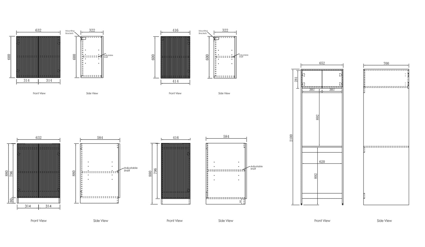Laundry Kit 1715C Bondi White with Natural Carrara Marble Top