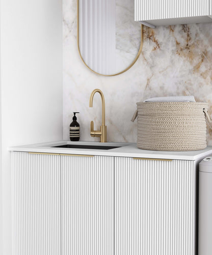 Laundry Kit 1715C Bondi White with Natural Carrara Marble Top
