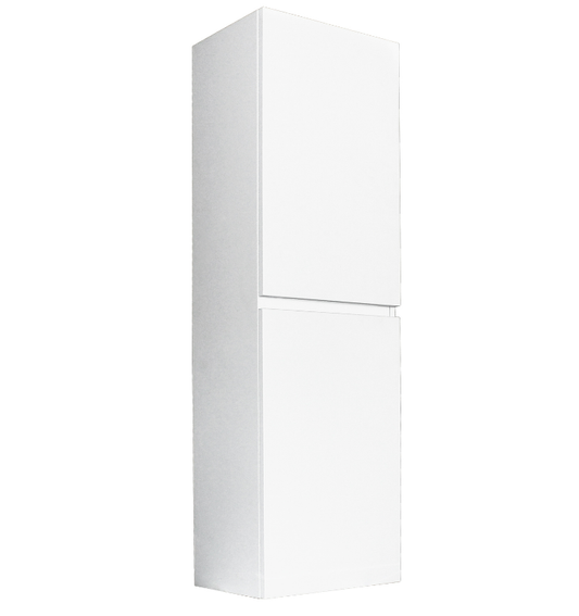 Qubist Wood Grain PVC Filmed - Tall Boy   Vanity - Two Drawers - Matt White - 400mm