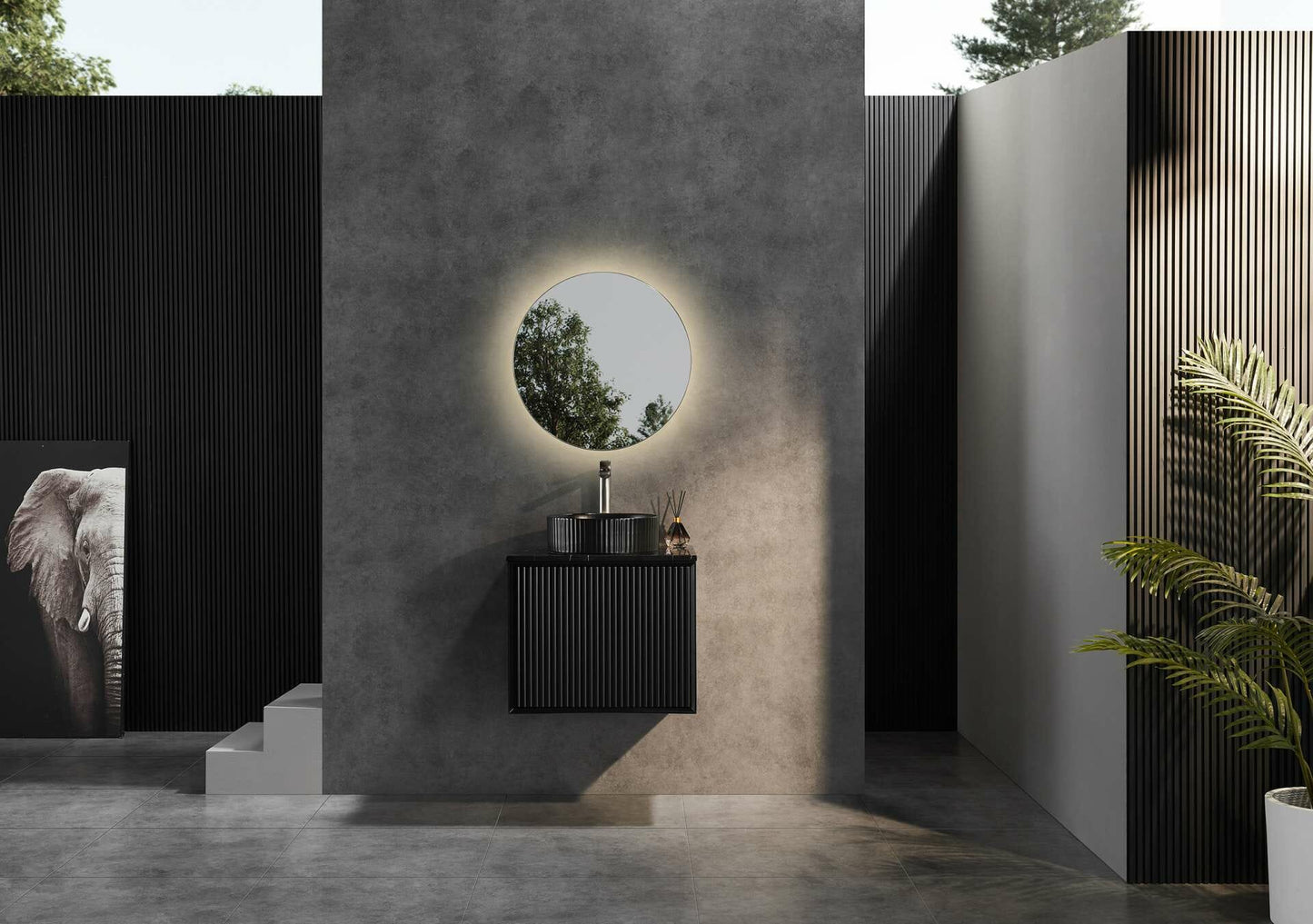 Kirribilli / Kliff Wall Hung Vanity - Matt Black - 600mm