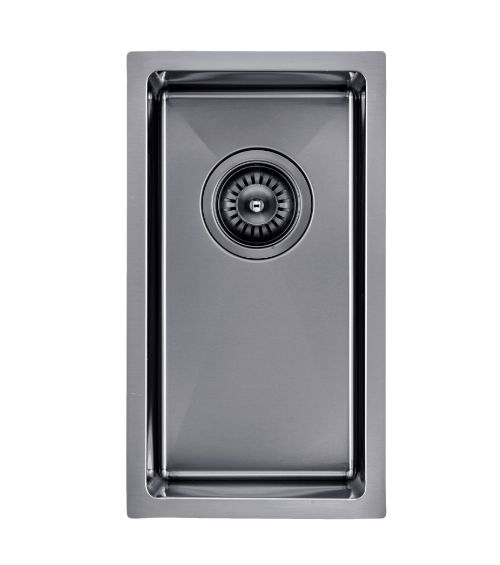 1.2mm Handmade Top/Undermount Single Bowl   Kitchen Sink - Gun Metal Grey - 250x450x215mm