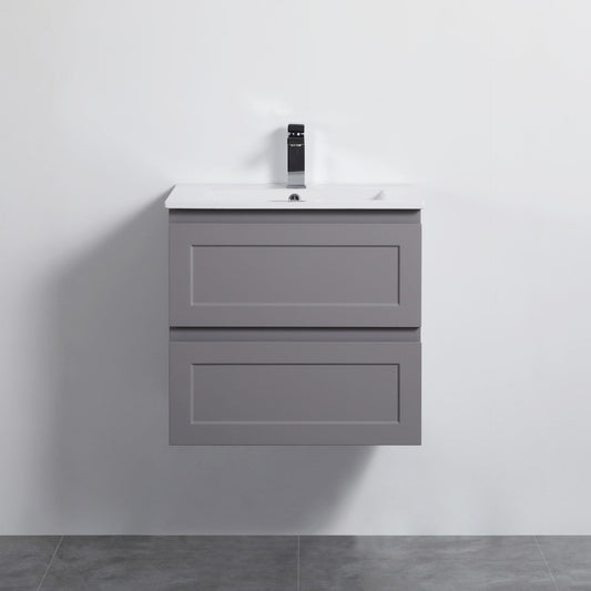 600mm Fremantal Wall Hung Vanity PVC Cabinet Only - Matte Grey