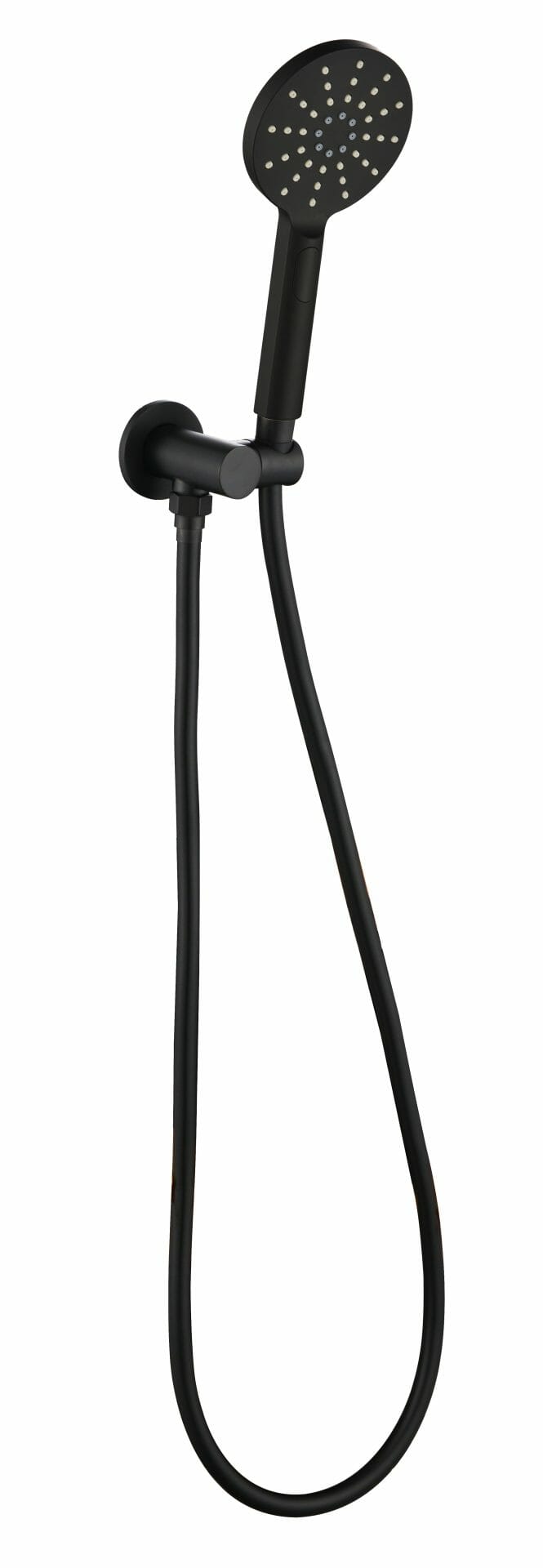 Cora Round Hand Shower On Wall Outlet Bracket - Matt Black