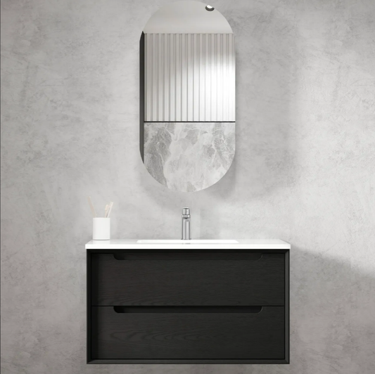 Byron 900mm Black Oak Wall Hung Cabinet Only