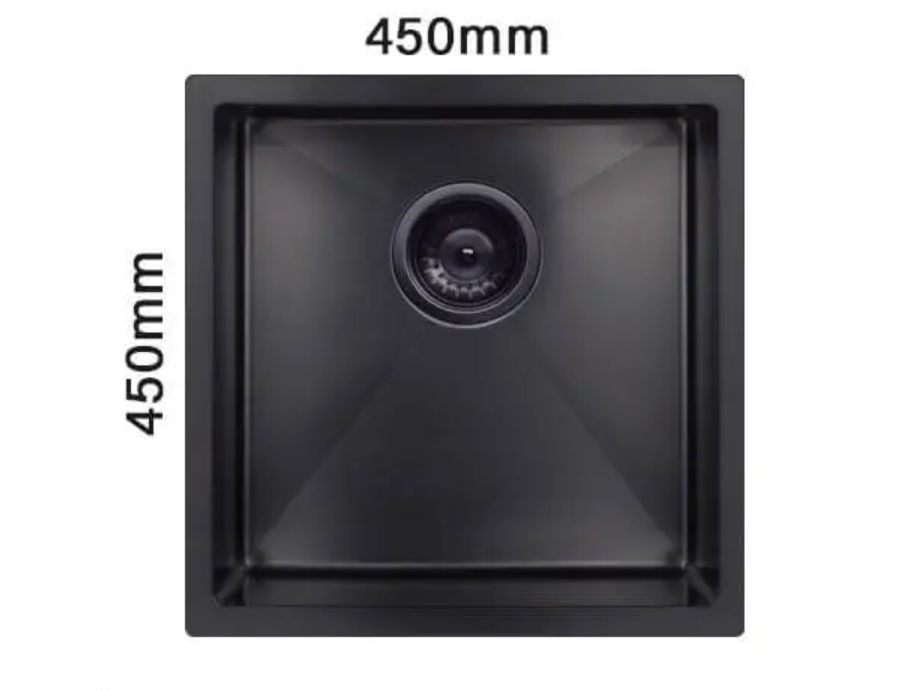 Nano Scratch Resistant Sandblasted Nano Glaze Sink - Gun Metal / Black - 450x450x220mm