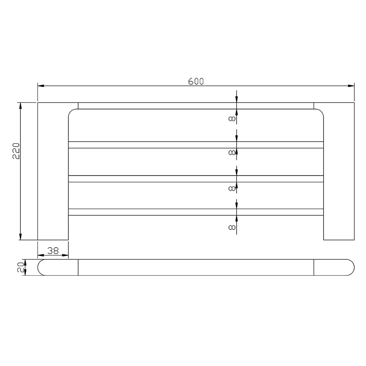 VOG Series Chrome Towel Rack 600mm