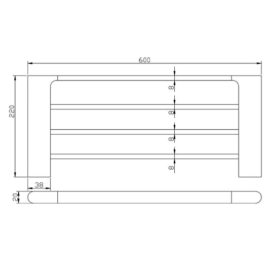 VOG Series Black Towel Rack 600mm
