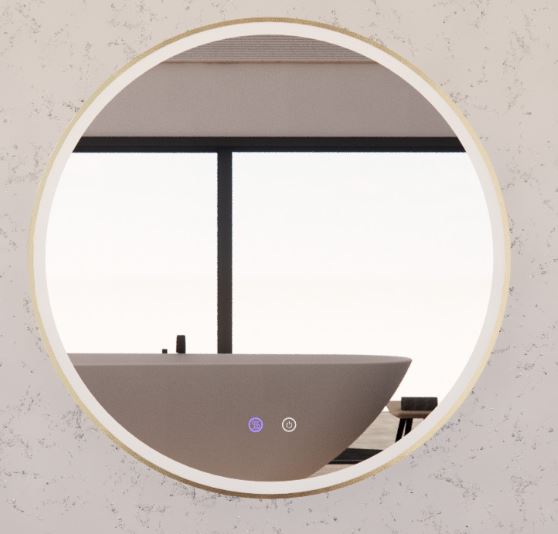 800mm Gold Framed LED Mirror - 800 x 800 x 45