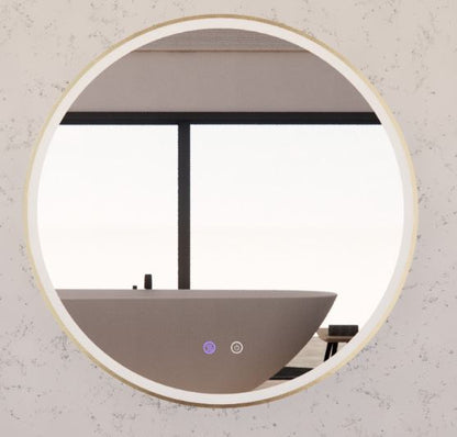800mm Gold Framed LED Mirror - 800 x 800 x 45
