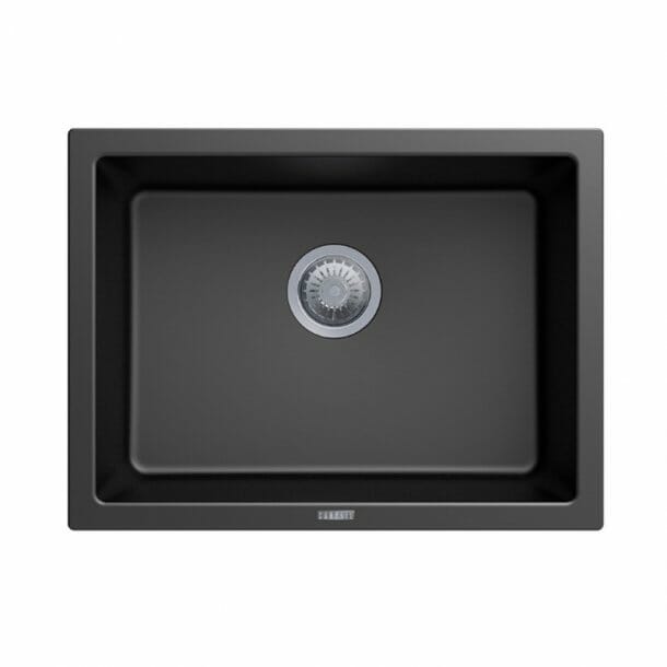 Carysil Black Single Big Bowl Granite  Kitchen/Laundry Sink Top/Flush/Under Mount - 610x457x205mm
