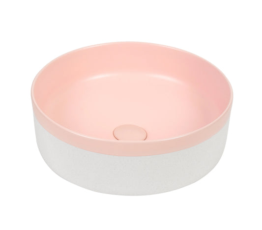 375*375*135mm Color Plus Textured Exterior Finish & Matte Pink Interior Finish Above Counter Basin