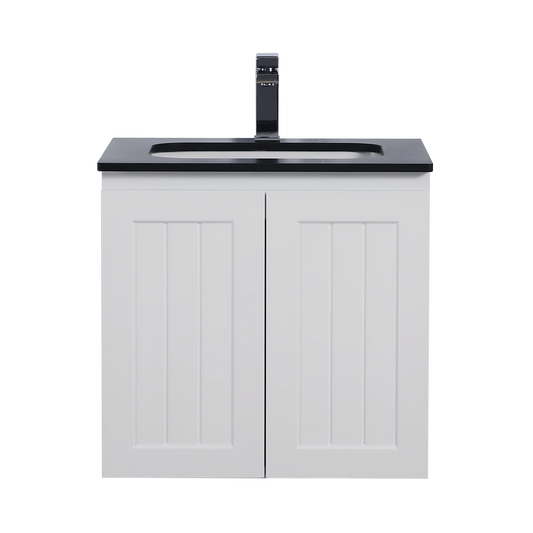 600mm Acacia Floor Vanity PVC Cabinet Only - Matte White