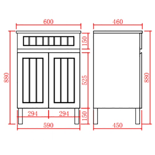 600mm Acacia Floor Vanity PVC Cabinet Only - Matte Black