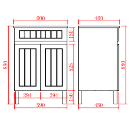 600mm Acacia Floor Vanity PVC Cabinet Only - Matte Black