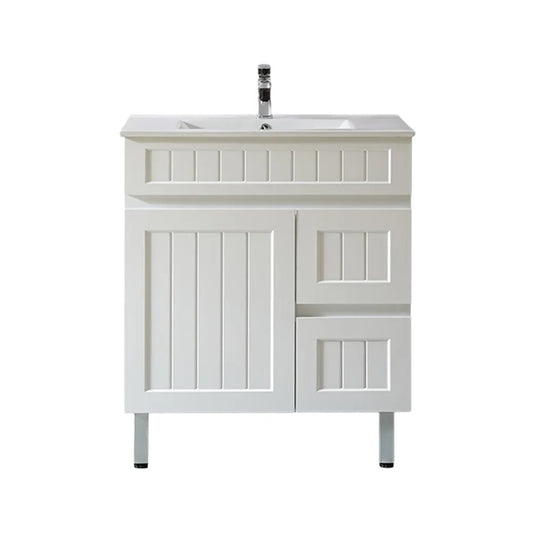 750mm Acacia Slim Floor Vanity PVC Right Side Drawers - Cabinet Only - Matte Black