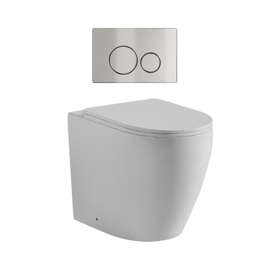 Ajax 80mm In Wall Toilet Set with Round Buttons - Brushed Nickel