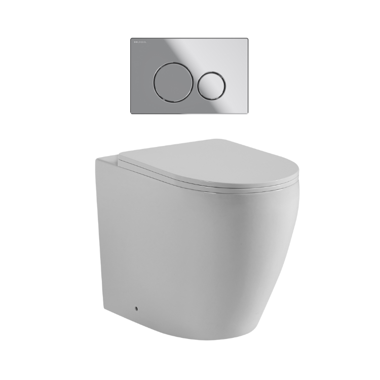Ajax 80mm In Wall Toilet Set with Round Buttons - Chrome