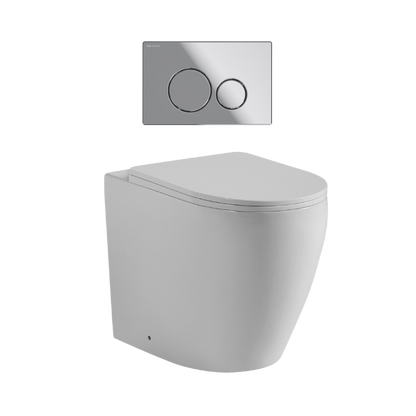 Ajax 80mm In Wall Toilet Set with Round Buttons - Chrome