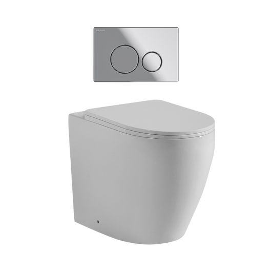 Ajax 80mm In Wall Toilet Set with Round Buttons - Chrome