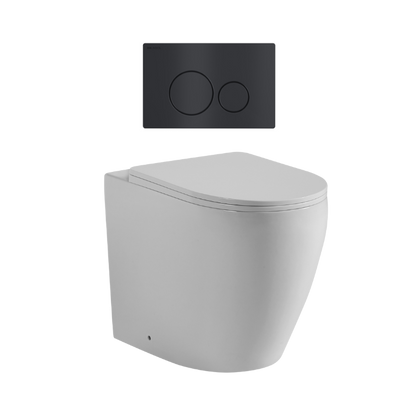 Ajax 80mm In Wall Toilet Set with Round Buttons - Matte Black