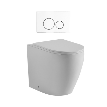 Ajax 80mm In Wall Toilet Set with Round Buttons - Matte White