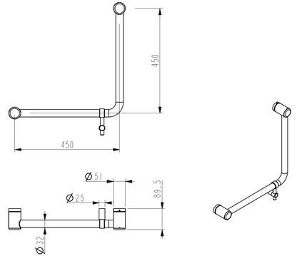 AMB 450x450mm - 90 Degree Grab Rail - Dusk Bronze
