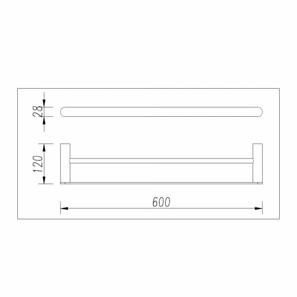 Bellino Double Towel Rail - Brushed Nickel - 600mm | AR22.05
