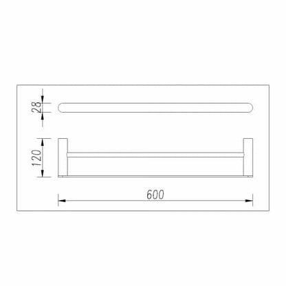 Bellino Double Towel Rail - Brushed Nickel - 600mm | AR22.05