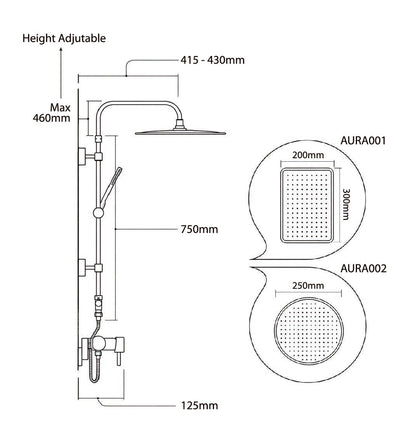 Aura Rainfall Shower (Rectangle)