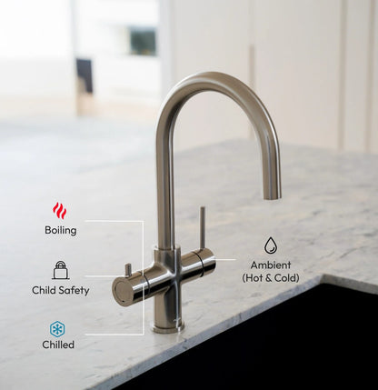 Alia 4-in-1 Instant Boiling and Chilled Filtered Water Tap - Brushed Nickel